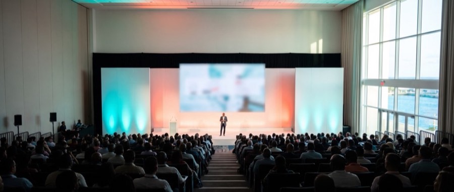 A keynote audience