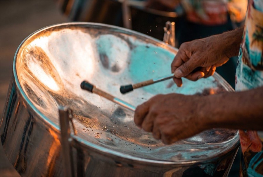 Steelpan and sunset