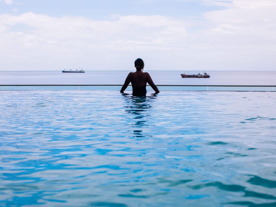 The rooftop pool