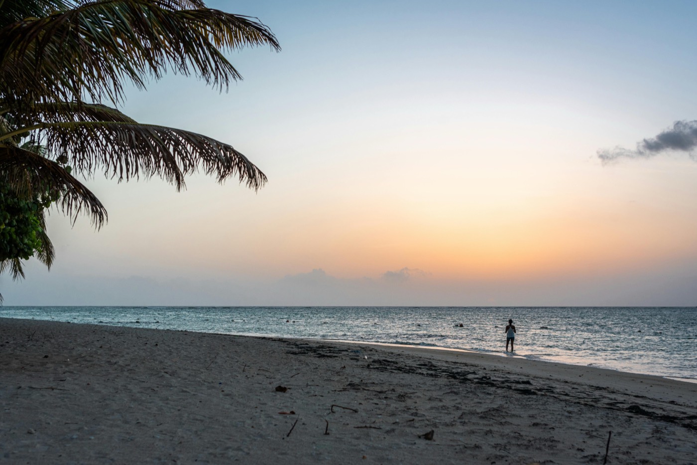 Sunset over an empty beach